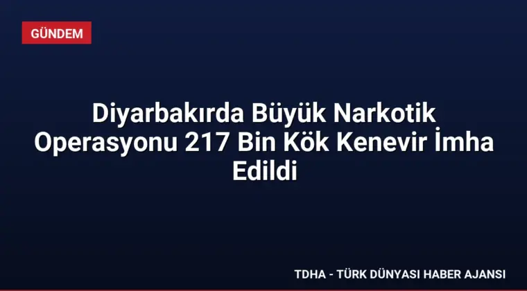 Diyarbakırda Büyük Narkotik Operasyonu 217 Bin Kök Kenevir İmha Edildi